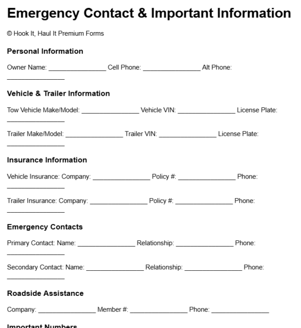 Emergency Contact & Important Information