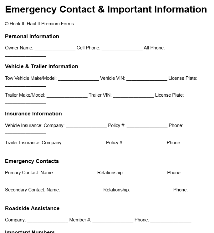 Emergency Contact & Important Information